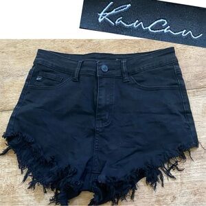 KanCan Women’s Sz 7/27 Estilo Raw Hem Black‎ Denim Cut Off Shorts